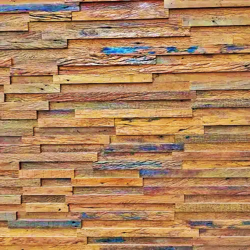 Painel ripado de madeira de demolição