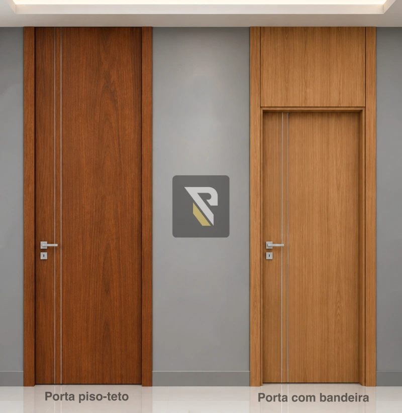 Diferença entre porta piso-teto e porta com bandeira Diferença entre porta piso-teto e porta com bandeira